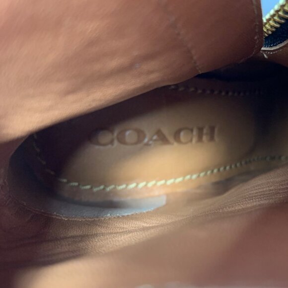 COACH 1941 Women Brown Leather Moto Booties Turnlock Buckles Stacked Heels NWOB - Picture 9 of 9